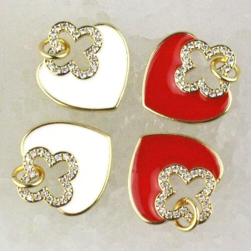 18mm 30pcs/lot High quality colorful cz/enamel pendant,heart shape cubic zircon charm, bracelet/necklace component wholesale