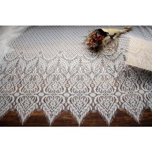 2pcs/lot Classical Eyelashes Wedding Lace Fabric Handmade Material Evening Dress Clothes Fabric Width 150cm 3M/Piece