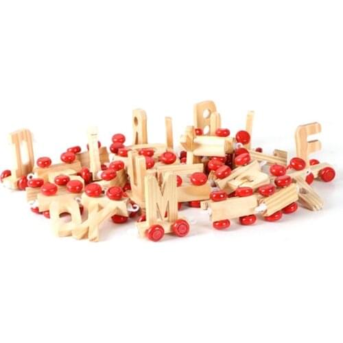 28PCS Kids Alphabet Train Preschool Educational English Letters Wooden Learning Chips Toy for Children Toddlers