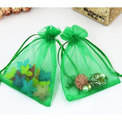 500pcs 20*30cm Grass Green Organza Gift Bag Jewelry Packaging Display Bags Drawstring Pouch For Bracelet/necklace Mini Yarn Bag
