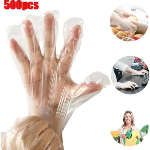 500Pcs Restaurant Kitchen Transparent Cleaning Cooking Plastic Disposable Gloves Household Eco-friendly Food Gloves
