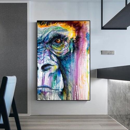 Abstract Graffiti Canvas Picture Gorilla Face Posters and Prints Colorful Animal Street Art Paintings for Living Room Home Decor