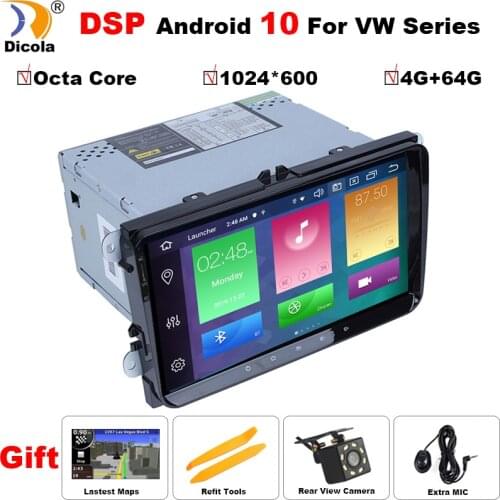 9" Octa Core PX5 DSP 4+64G Octa core Android 10 vw car dvd for Polo Jetta Tiguan passat b6 cc mirror link wifi Radio CD in dash