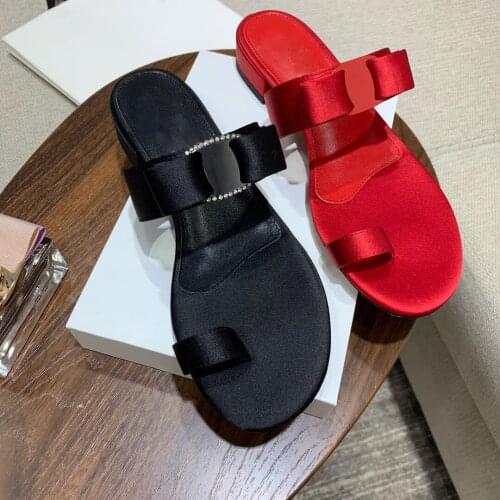 Womens Sandals 2021 Fashion Butterfly-knot Design Summer Shoes Genuine Silk Sheepskin Pumps Breathable High Heel 2 CM db017