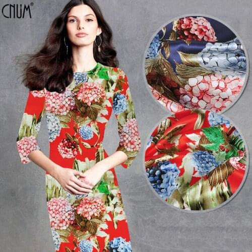 CNUM SP674 Pure Silk /Hydrangea/ Silk Fabric 93% Silk 7% Spandex Elastic/Width 1.20yd Thickness 19mm