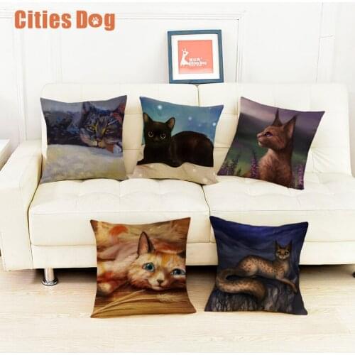 Animal Cat pillow covers decorative cushion covers for sofa Pillows Painted art cat pillowcase cushions cover home decor cojines