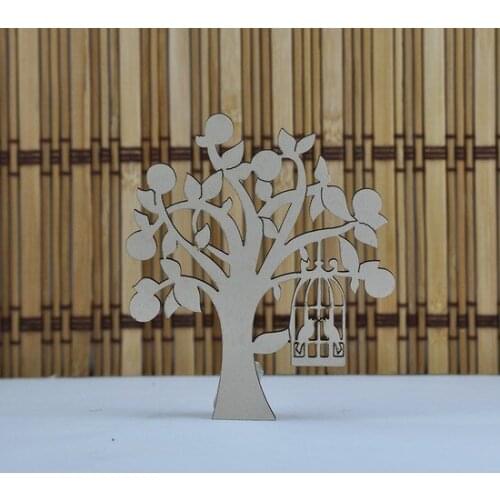 Wooden Tree Bird Cage Laser Cut Object (20Adet) paintable decorative objects декоративные предметы под роспись