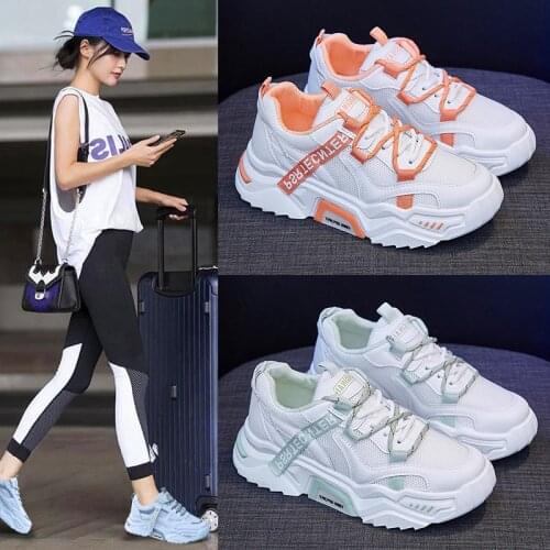 Four Seasons Mesh Breathable Thick Bottom Sports Casual Shoes Female Outdoor Leisure Shoes Womens Shoes Womens Vulcanize Shoes