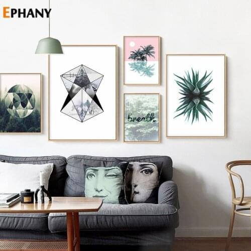 Geometrical Winter Snow Landscape Picture Poster Nordic Print Nature Forest Scenery Wall Art Canvas Painting Modern Room Decor