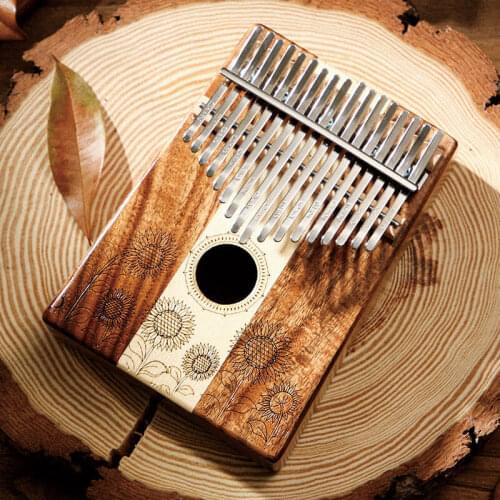 HLuru C Thumb piano box type Plywood Maple 17 keys Triloba Kalimba Portable Musical instrument Sun flower solid panel xylophone