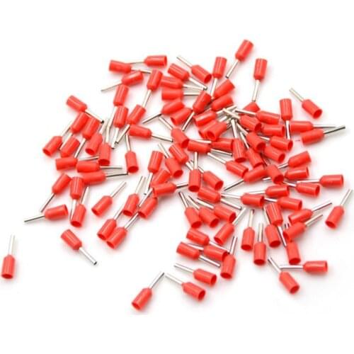 200-1000PCS E4009/E4012/E6018/E10-12/E16-12/E25-16 Red Tube Insulating Insulated Terminal Cable Wire Connector Insulating Crimp