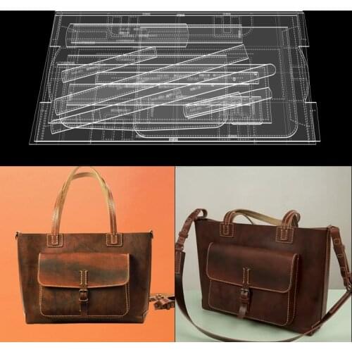 DIY Handmade Leather Mens Fashion Bag Sewing Pattern Hard Acrylic Stencil Template DIY Craft Supplies 38x29x12mm