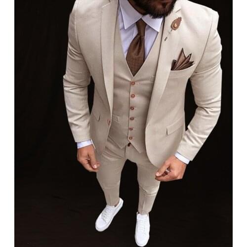 Handsome Groomsmen Notch Lapel Groom Tuxedos Mens Wedding Dress Man Jacket Blazer Prom Dinner (Jacket+Pants+Tie+Vest) A269