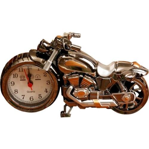 Creative painted motorcycle Clock Moto model retro alarm clock bedroom table clock table living room car model decoration