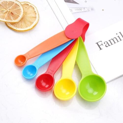 5Pcs/set Measuring Spoon Milk Powder Coffee Teaspoon Colorful Plastic Measure Spoon Useful Sugar Cake Baking Measuring Tools