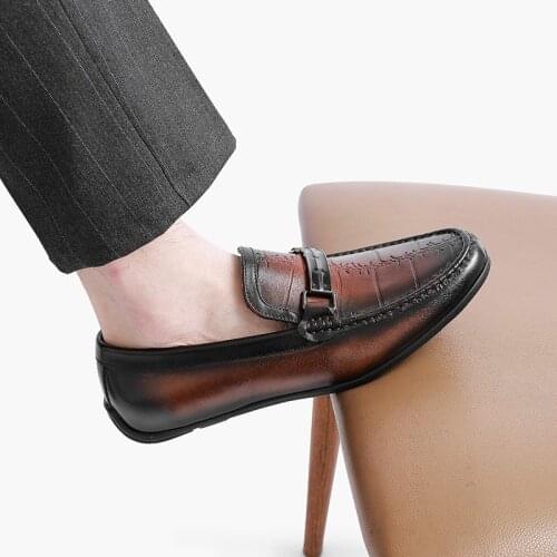 Men Leather Summer Casual Shoes Male Sneakers Loafer Mens Slip On Coffee Mens Genuine Leather Loafers Driving Shoes Size 44