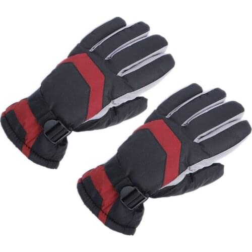Men Winter Waterproof Snowboard Gloves Contrast Color Plush Lined Warm Mittens