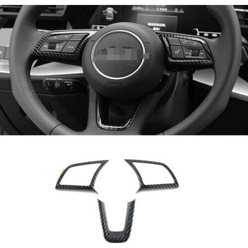 For Audi A3 8Y Hatchback 2021 2022 Accessories ABS Carbon Fiber Car Steering Wheel Trim Control Button Frame Cover Styling