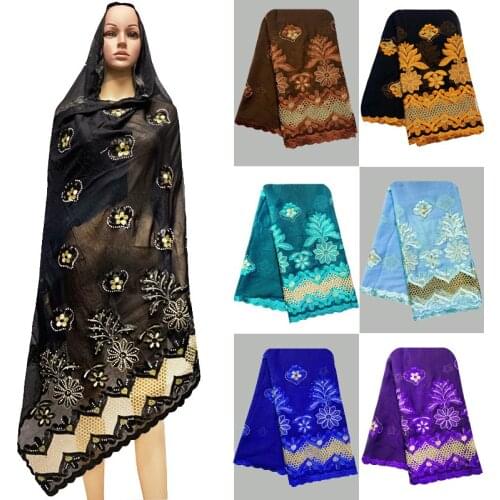 2020 New Muslim Women Cotton Embroidered Scarf Shawl, High Quality Large Size 200*100cm, Female Headscarf BF-155