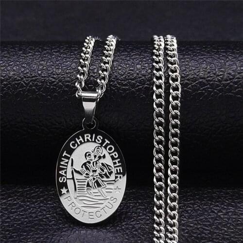 Archangel Gabriel Stainless Steel Archangel Michael Small Chain Necklace Holy Sacred Heart of Jesus Jewelry bijoux NXH272S05