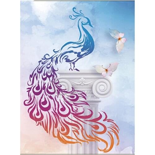 Peacock flower 3D Needlework Diy Diamond Painting Embroidery Square Pasted Decorative Wall Stickers Cross Stitch Crafts AS991