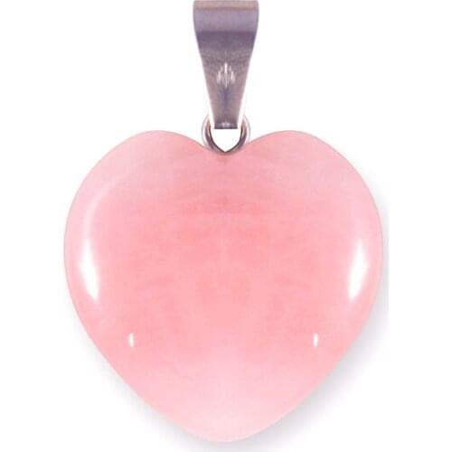 Fubaoying Pink Crystal Heart Stone Pendants 10pcs Natural Pendant Charms For Jewelry Making DIY
