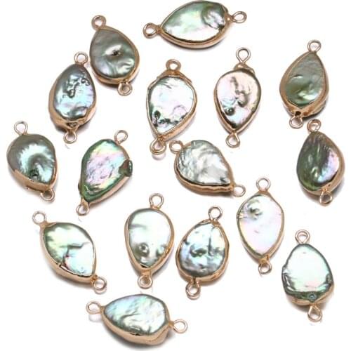 Natural Freshwater Pearl Pendant irregular Double hole connector Pendants for Jewelry Making DIY Bracelet Necklaces Accessories