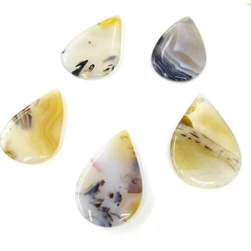 Natural Agates Stone Pendants Waterdrop Shape Exquisite Polished Agates Stone Charms for Jewelry Making Necklace Bracelet Gift