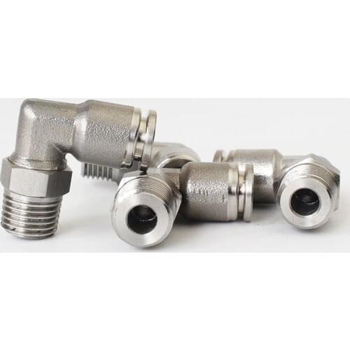 All copper nickel-plated PL14/16 series trachea quick-plug connector pneumatic connector right angle elbow external thread