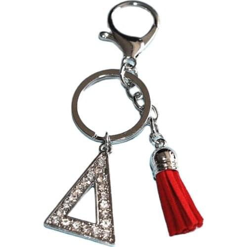 Drop Ship Fashion Red Tassel Triangle Crystal Greek Letter Delta Keychain