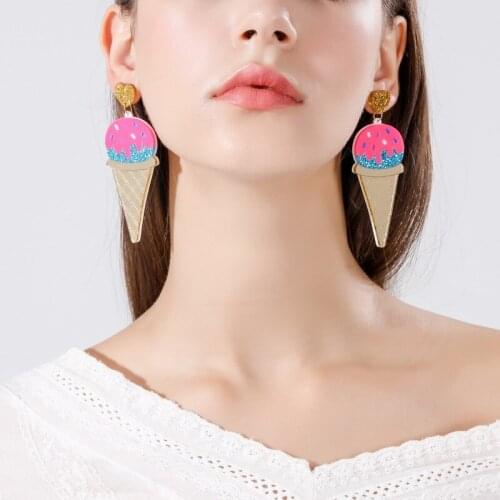 Ice cream popsicle earrings cute vitality personality dessert color wild earrings earrings without pierced ear clips