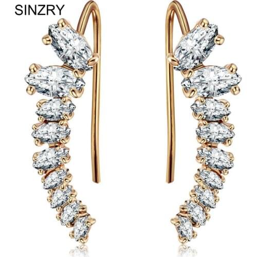 SINZRY jewelry Clear White Cubic zircon cuff earrings fashion sweety Korean hot stud earrings for women