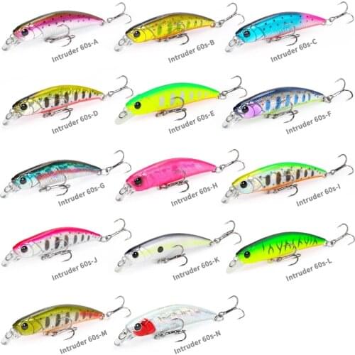 TSURINOYA NEW 60S Sinking Minnow Lure INTRUDER 60mm 6.5g Fishing Bass TROUT Lure Artificial Hard Baits Jerkbait Fixed Weight