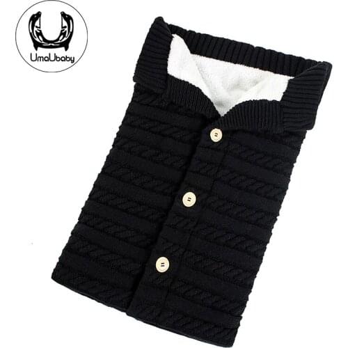 UmaUbaby Warm Baby Blanket Knitted Newborn Wrap Soft Footmuff Cotton Envelope For Stroller Accessories Blanket Baby Bedding