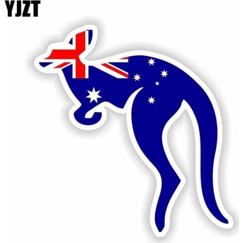 YJZT 12.4CM*11.7CM Animal Australia Flag Kangaroo Car Sticker Reflective Decal 6-1740