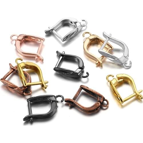 12pcs 11x18mm Spring French Earring Hooks Copper Material Ears Clasp Nickle Free Metal Clips Square Ears Clasp Jewelry Making