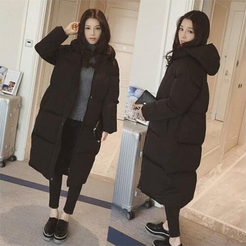 Hooded Ladies Coat Long Coats Parka Oversize Colour Jacket Mid-long Women Winter Thick Jacket Down Jacket Women Winter harajuku