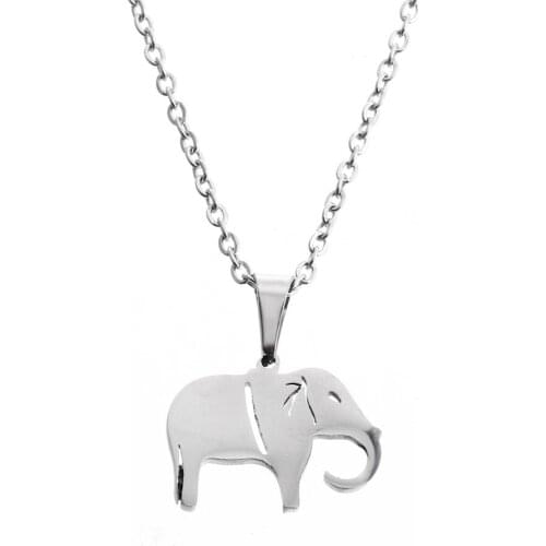 Everfast 1pc Baby Elephant Animal Pendant O Chain Indian Style Chokers Necklaces Stainless Steel Charms Necklace Fashion Jewelry