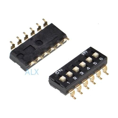 10PCS 6p 6 Position SMD TOGGLE switch doule Row 6PIN PITCH 2.54MM Slide Switches 6 PIN