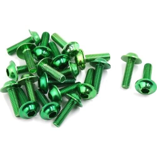 20 Pcs Green Aluminum Alloy Motorcycle Hexagonal Bolts Screws M6