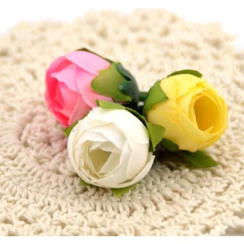 30pcs Real Touch Silk Artificial Flower Head Camellia Buds Wedding Home Decoration Wreath Gift Box DIY Accessories Fake Flowers