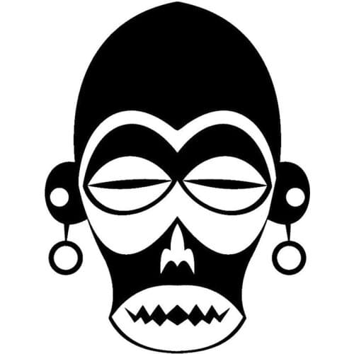 11.9cm*15.7cm African Mask Ethnic Vinyl Car-Styling Car Sticker Black/Silver S3-6012