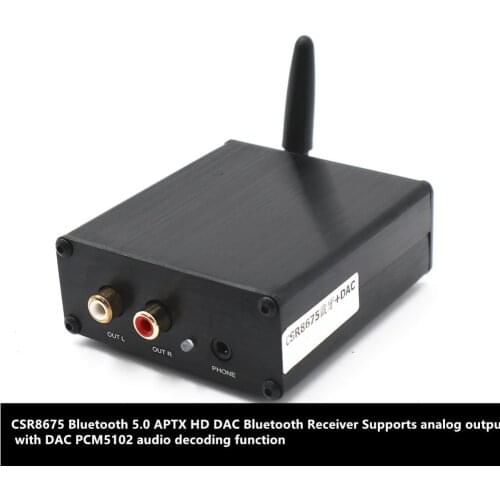 Car home CSR8675 Bluetooth 5.0 APTX HD DAC Bluetooth Receiver Supports analog output with DAC PCM5102 audio decoding function
