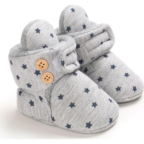 Baby Winter Cute Shoes for Girls Walk Boots for Boys Star Ankle Kids Shoes Toddlers Comfort Soft Newborns Warm Knitted Booties