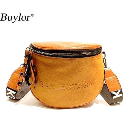 Buylor Crossbody Bag Women PU Frosted Leather Shoulder Handbag Casual Fashion Semicircle Female Wide Straps Travel Wallet