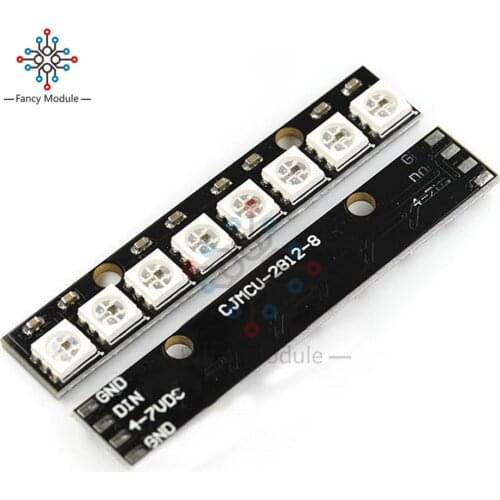 Black 8 Channel WS2812 5050 RGB 8 LEDs Light Built-In Full Color-Driven Development Board Strip Driver Board for Arduino
