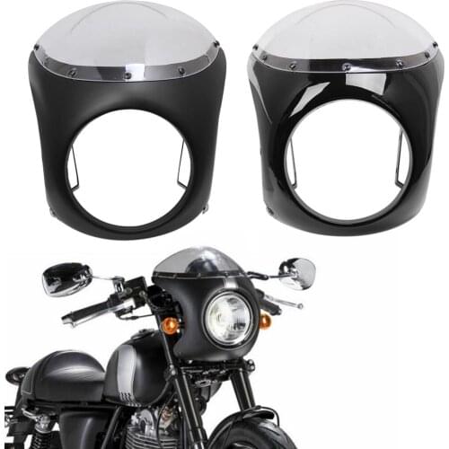 Black Motorcycle 7" Headlight Fairing w/ Windshield Screen For Cafe Racer Drag Racing