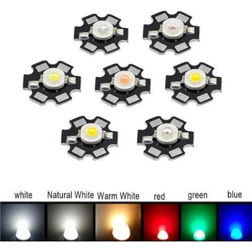 3W High Power Chip 100Pcs white Red Blue Green light Bead Emitter LED Bulb Diodes Lamp Beads with 20mm Star PCB Platine Heatsink