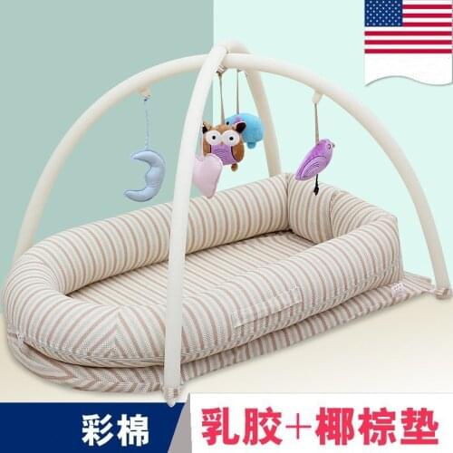 Baby natural color cotton portable bed newborn play bed kids bed baby cribs for infants
