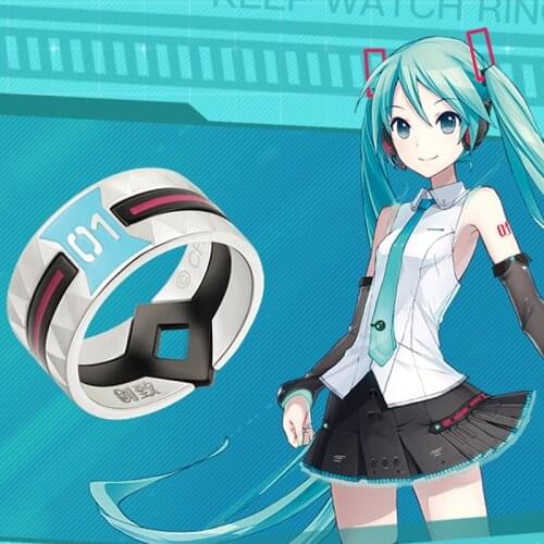 Anime Hatsun Miku Stainless Steel Metal Wedding Ring Set For Couple Lovers 2 In 1 Engagement Rings For Mens Rings Luxury Jewelry